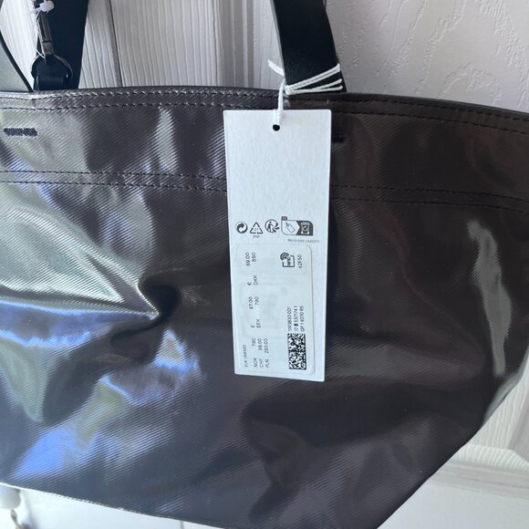 Arket Coated Canvas Tote in Dark Brown Water Resistant Silver New with Tags - Picture 5 of 6